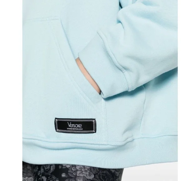 Versace iconic 1978 re-edition Logo Light Blue embroidered oversized hoodie 48 - Picture 14 of 16